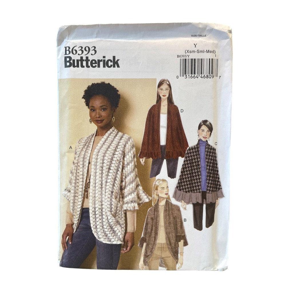 Butterick B6393 Wraps Shrugs Cardigans Y XSM-MED Modern Easy Knit